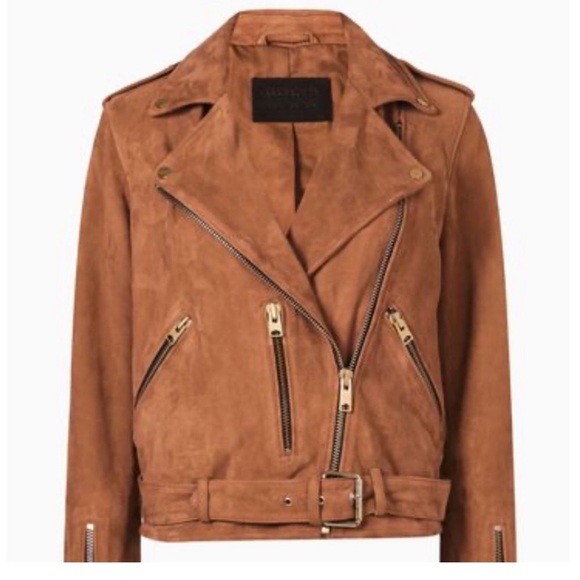 All Saints Suede Balfern Biker Moto Jacket Size 00 - Picture 6 of 13